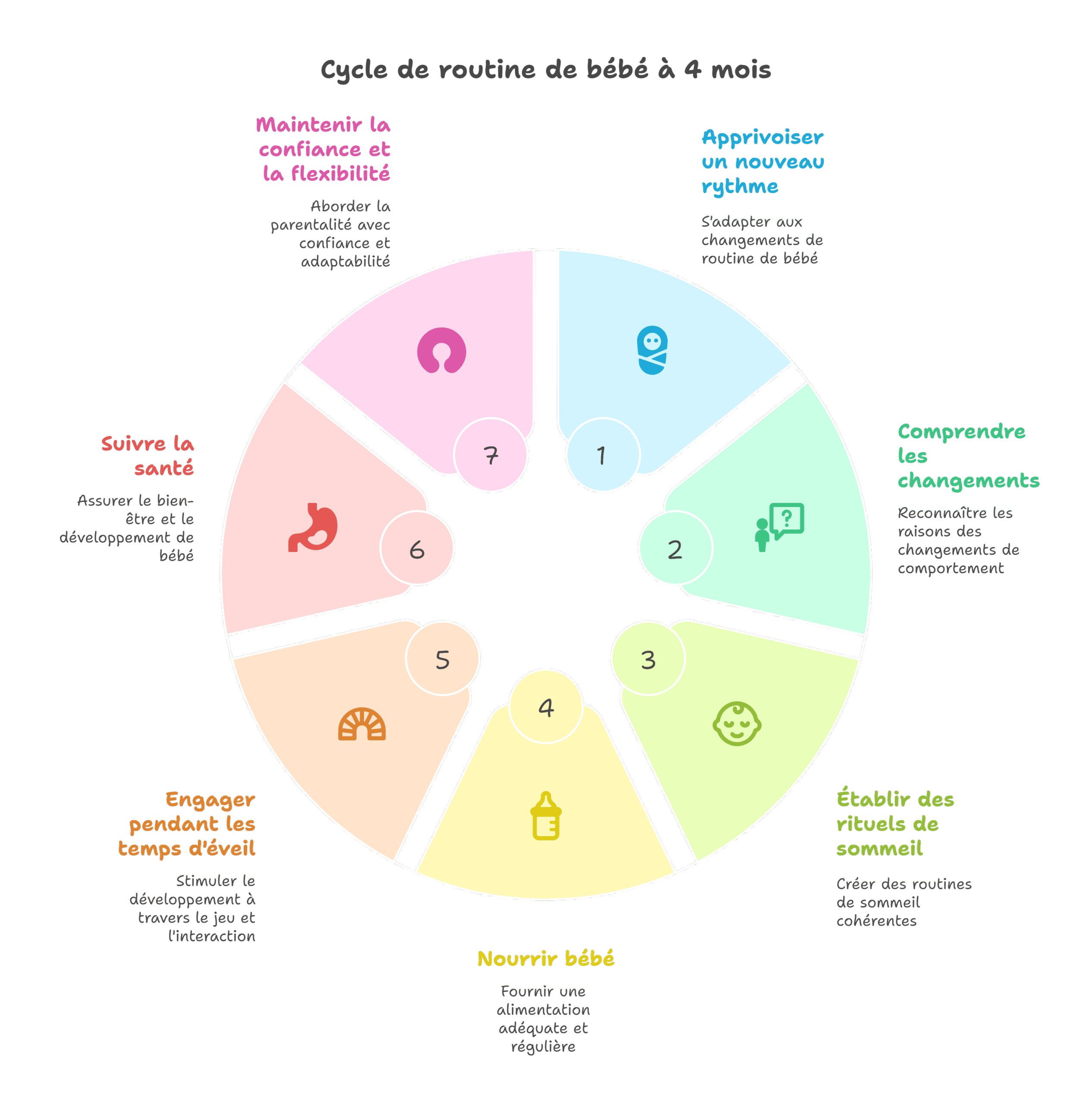 Journée type bebe 4 mois : sommeil; éveil; repas