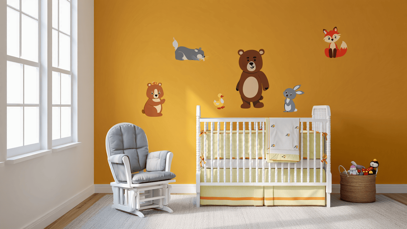 Chambre bébé ocre