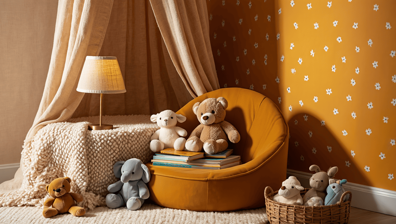 Chambre bébé ocre