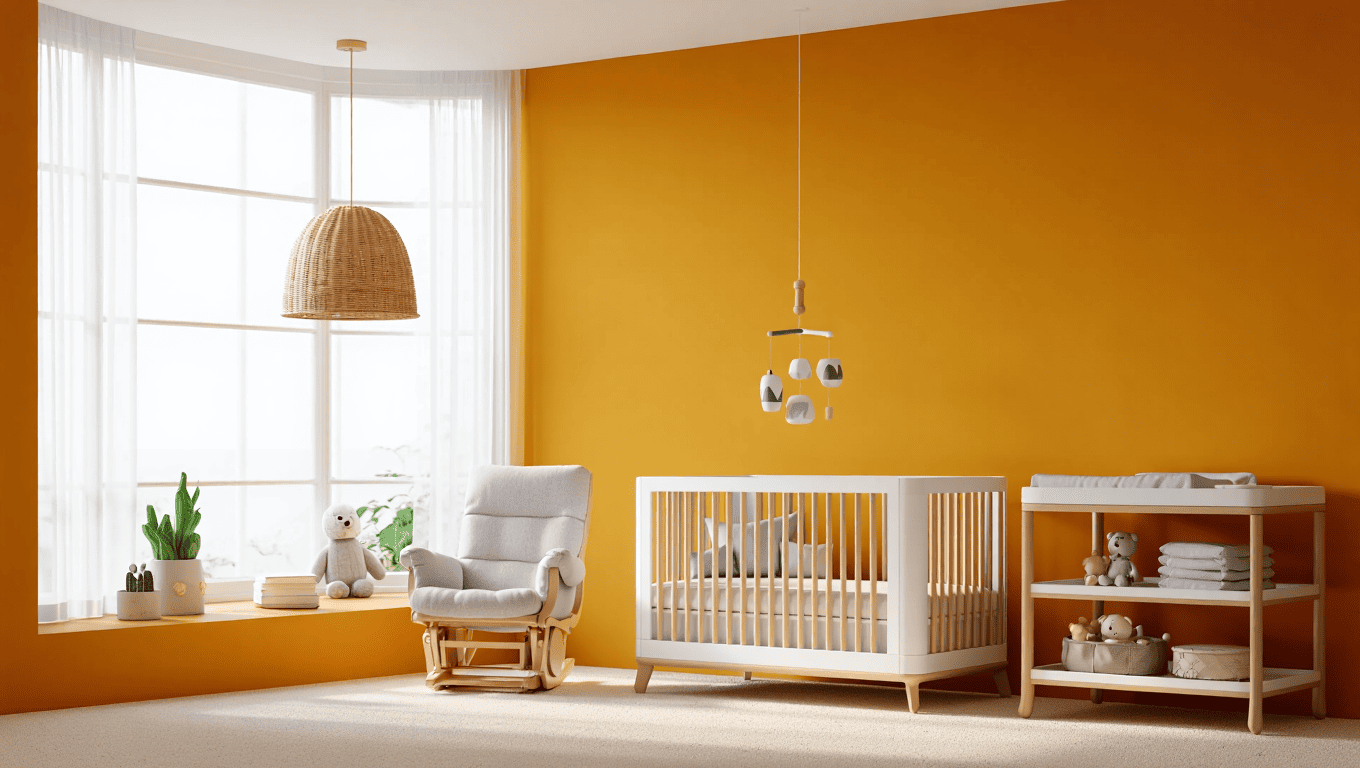 Chambre bébé ocre
