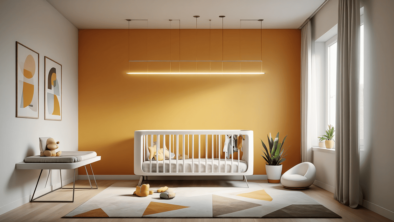 Chambre bébé ocre