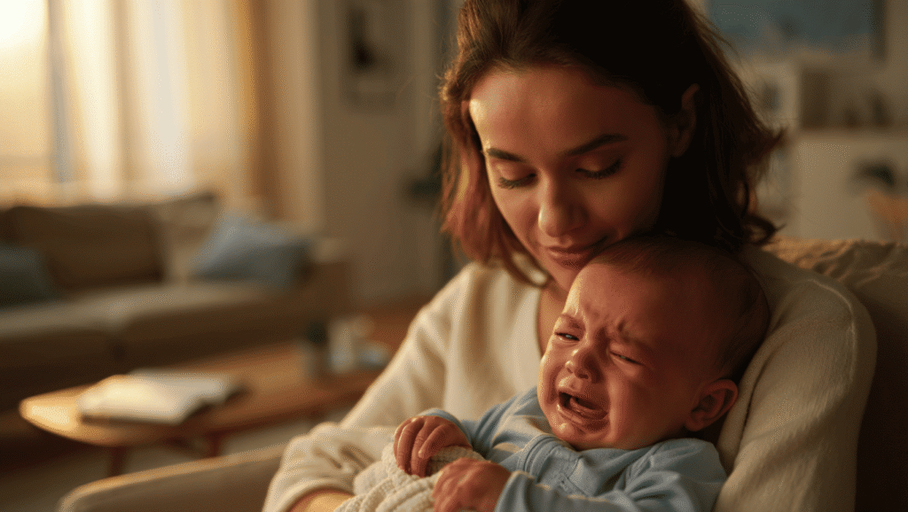Pleurs décharge bébé - 7 astuces pour calmer le soir