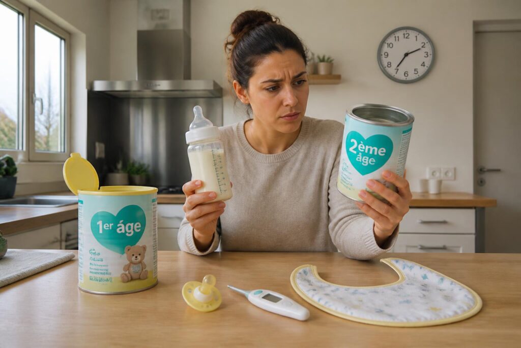 découvrez que faire en cas d'erreur lors du choix du lait infantile : comment gérer si vous avez donné du lait 2ème âge au lieu du 1er âge à votre bébé.