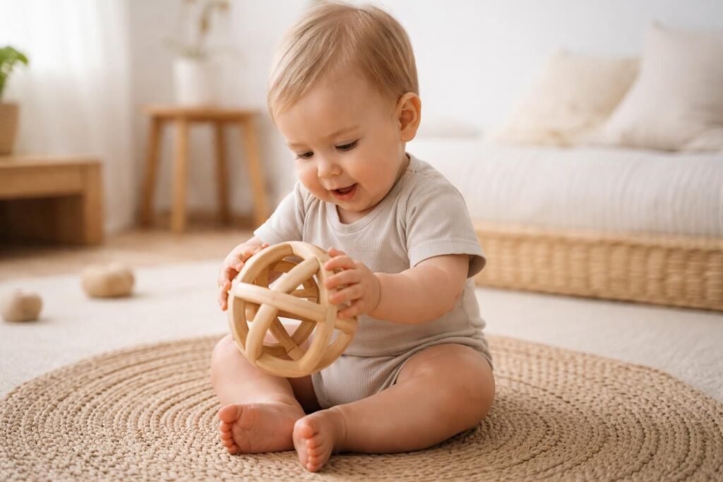 découvrez la balle pikler, un jouet intuitif et non intrusif qui stimule le développement naturel de votre enfant en favorisant la motricité, la curiosité et l'autonomie.
