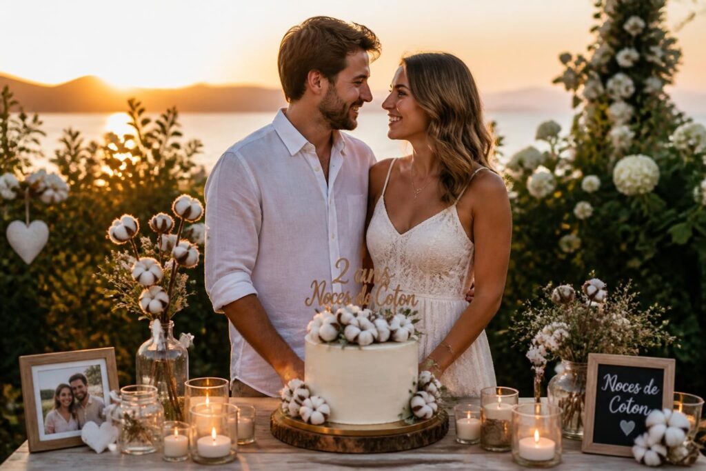 découvrez l'origine, les traditions et des idées pour célébrer vos noces de coton, une étape symbolique marquant deux ans de mariage.