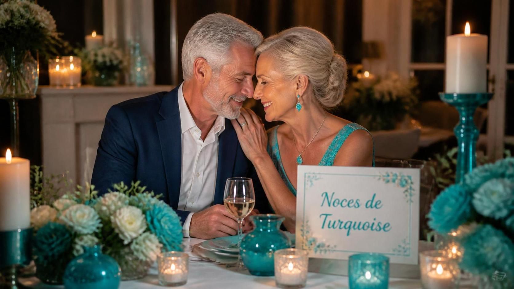 découvrez la célébration des noces de turquoise, un moment unique symbolisant un amour précieux et intemporel. célébrez cette étape spéciale avec élégance et émotion.