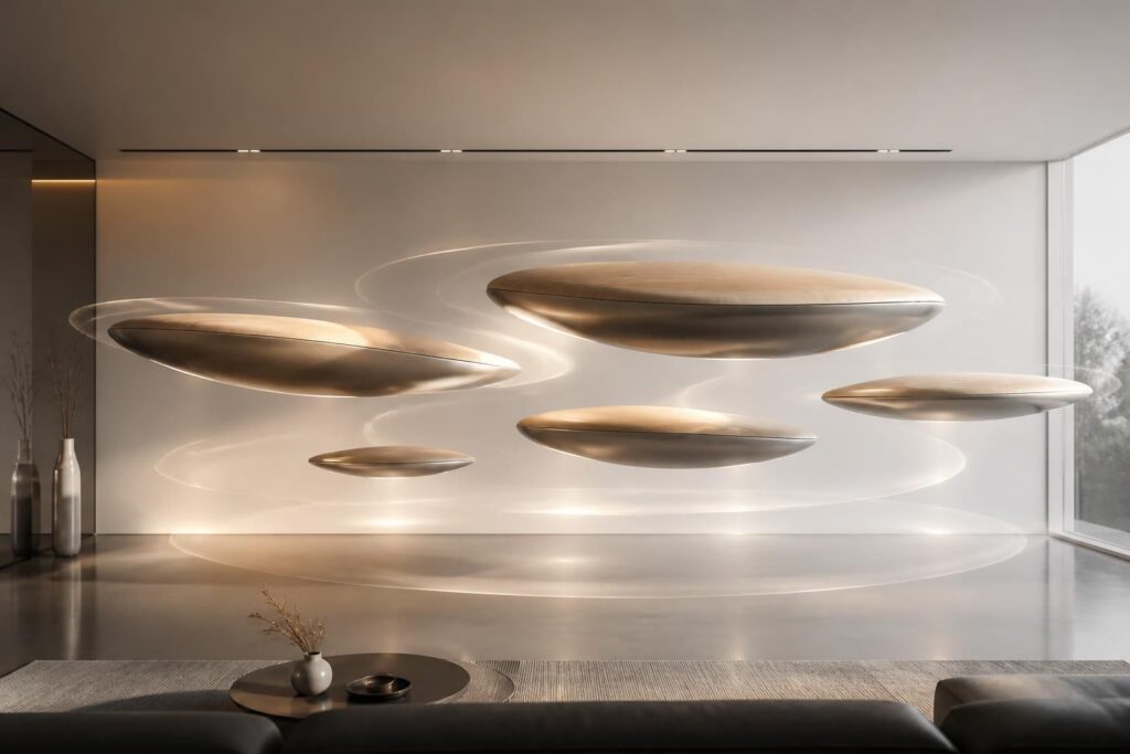 découvrez les îles flottantes, une enceinte innovante au design élégant offrant une expérience sonore immersive unique.